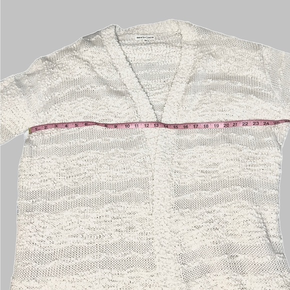 Mesh + Lace Popcorn Knitted Cardigan SZ 2X White  Soft and Comfortable - Picture 4 of 6
